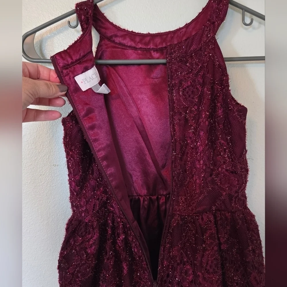 Place Girls Maroon Lace Dress Size 6x/7